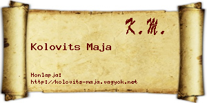 Kolovits Maja névjegykártya